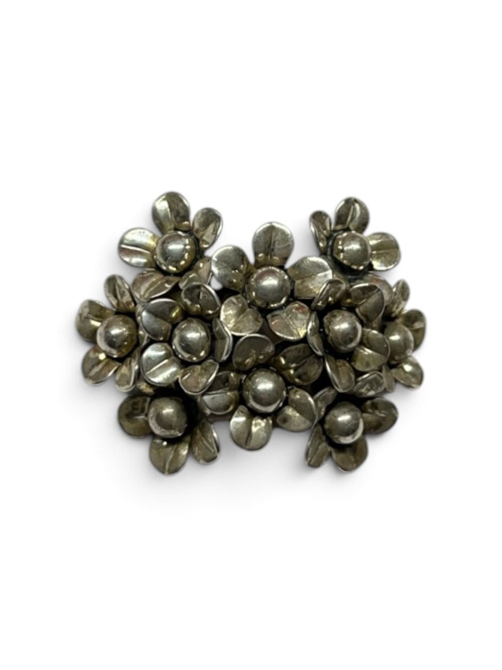 Vintage Sterling Silver Floral Flower Cluster Brooch Pin